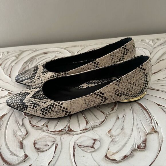 MARION PARKE Must Have Flat Python Snake Print Classic Pointy Toe Flat, sz 37 - Picture 5 of 11